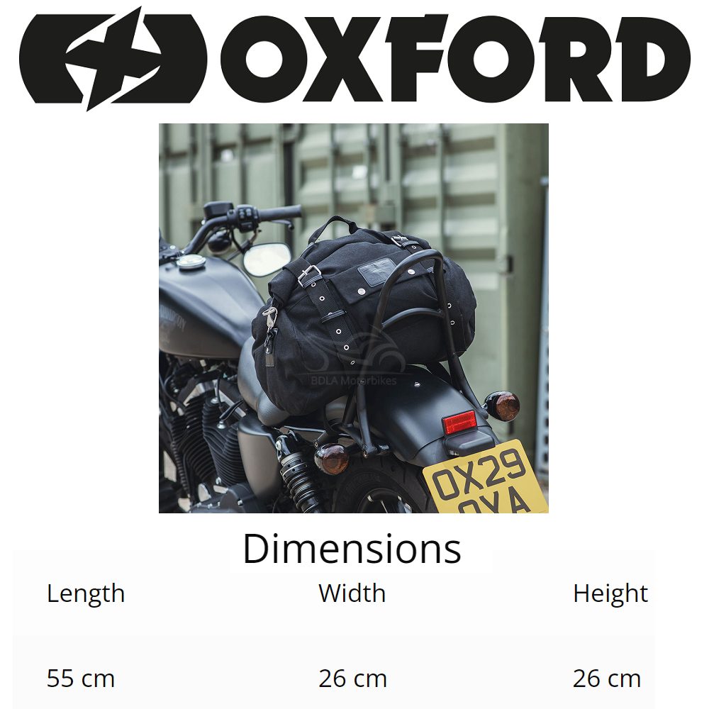 Oxford Heritage Motorcycle Tail Bag Black OL572 Dimensions WM