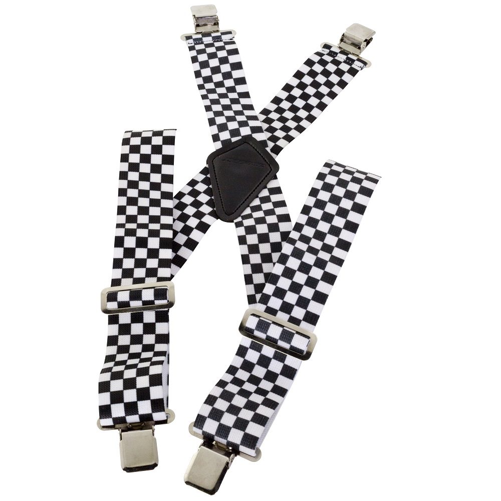 BikeIt Motorcycle Trouser Braces One Size Checkered Design New