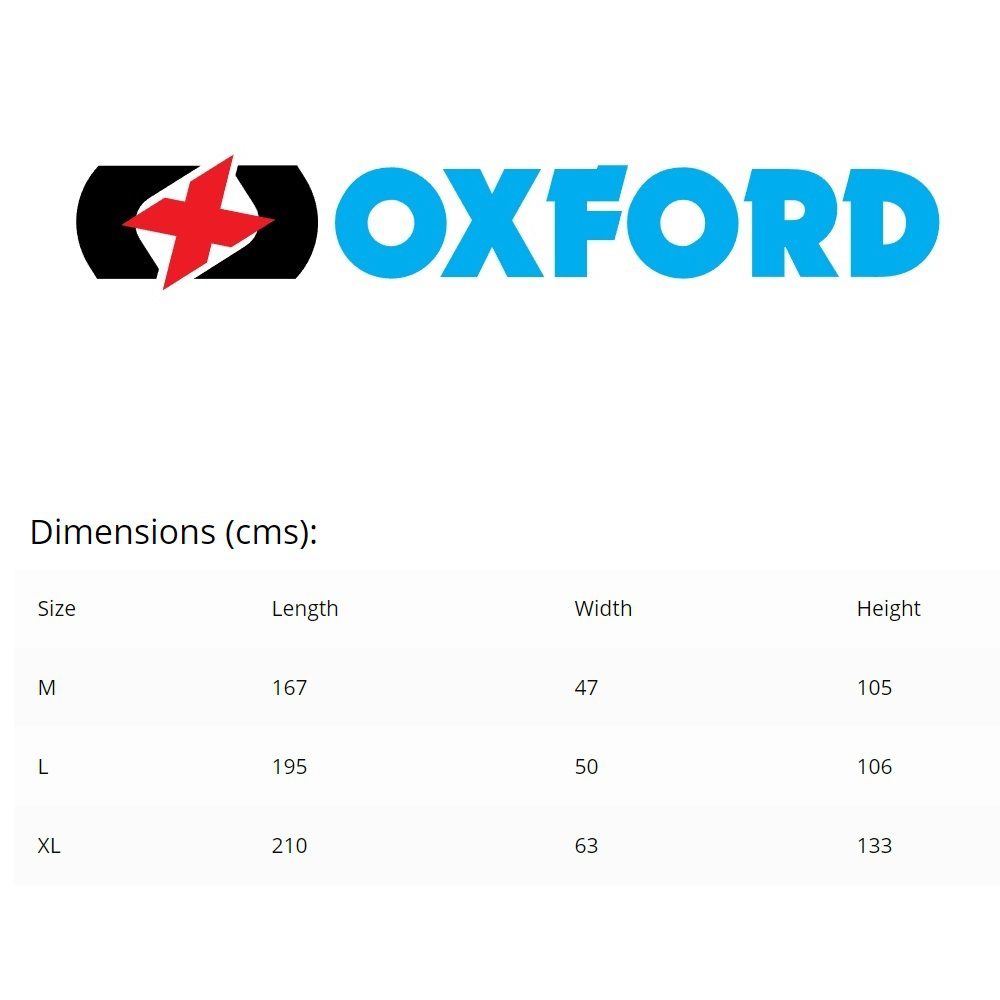 Oxford Umbratex Motorbike Cover Size Guide