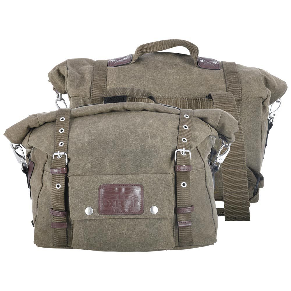 Oxford Heritage Motorcycle Panniers Khaki OL578 1