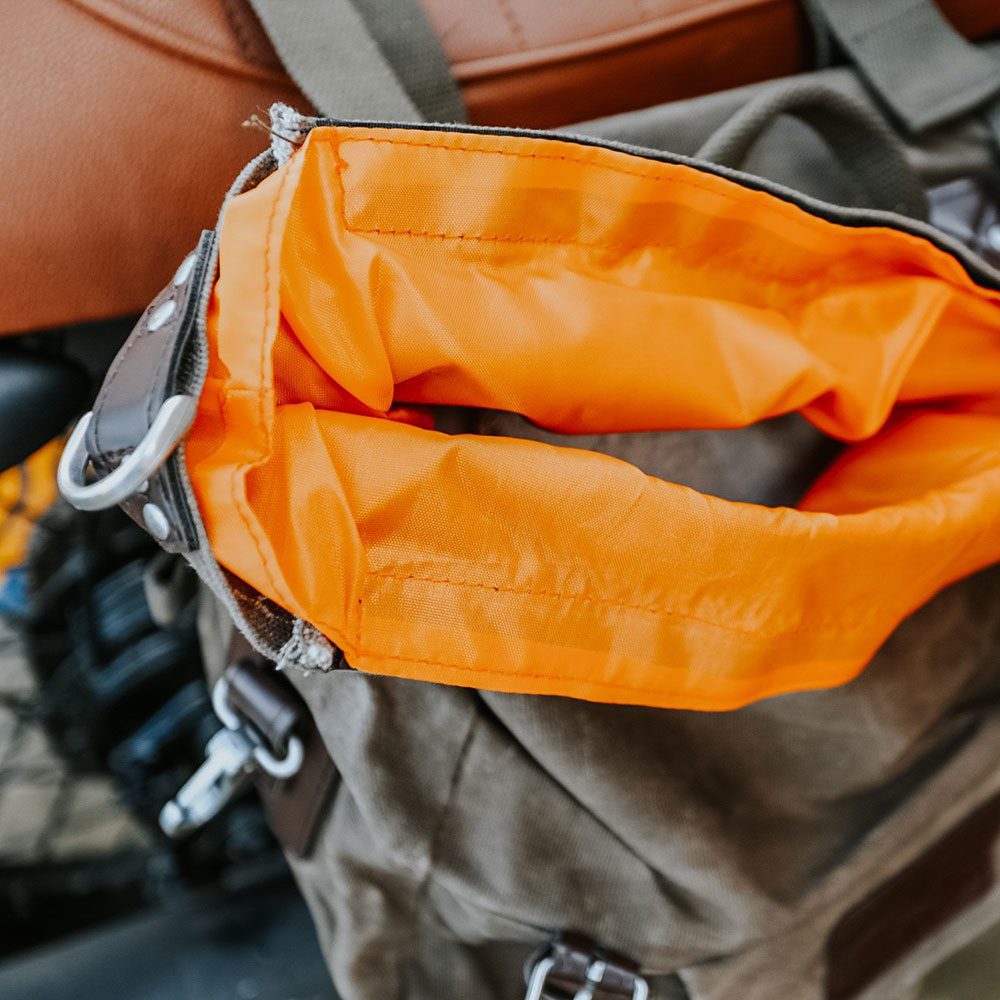 Oxford Heritage Motorcycle Panniers Khaki OL578 Lifestyle 3