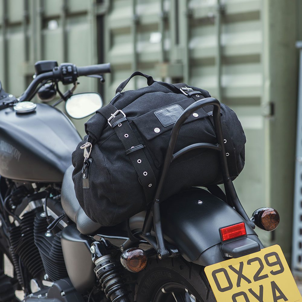 Oxford Heritage Motorcycle Roll Bag Black OL571 Lifestyle 2