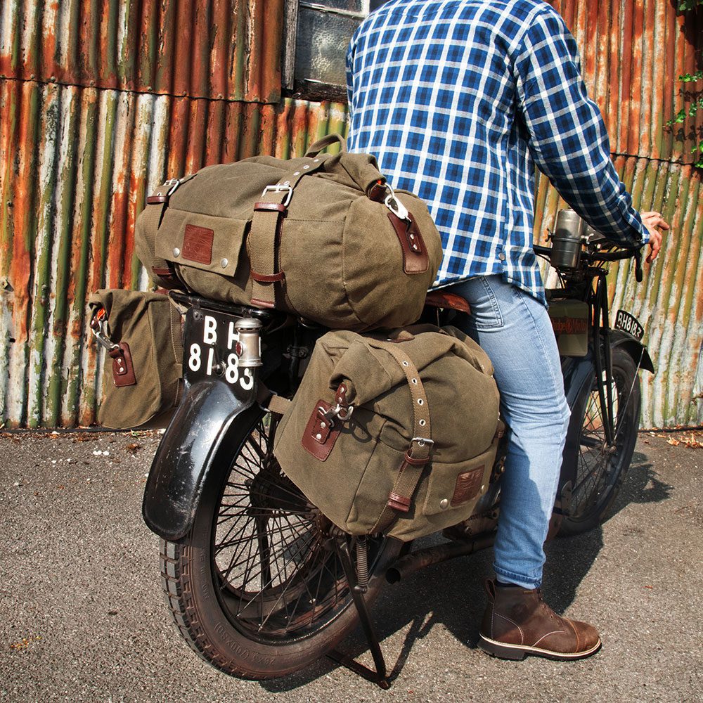 Oxford Heritage Motorcycle Roll Bag Khaki OL577 Lifestyle 1