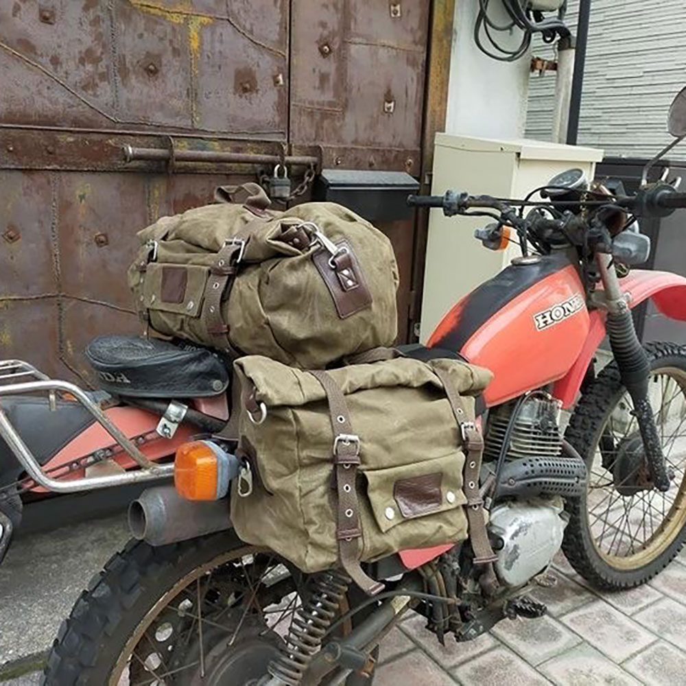 Oxford Heritage Motorcycle Roll Bag Khaki OL577 Lifestyle 2