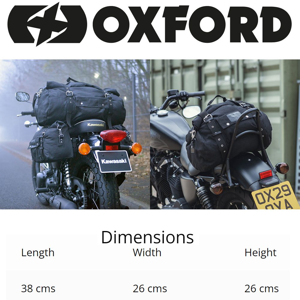 Oxford Heritage Motorcycle Tail Bag 20L OL571 Dimensions WM