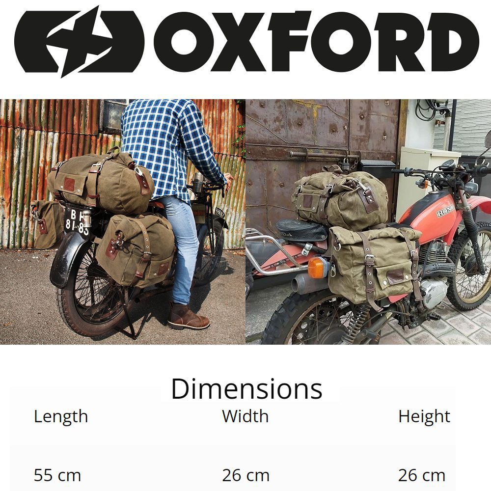 Oxford Heritage Motorcycle Tail Bag 30L OL577 Dimensions WM