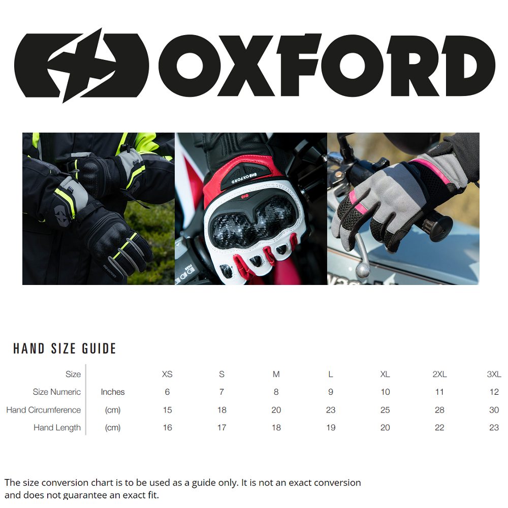 Oxford Motorcycle Gloves Size Guide