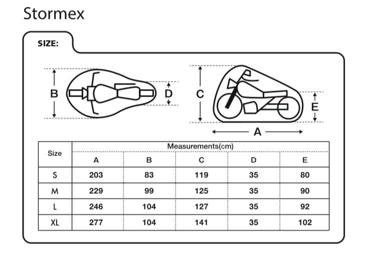 New Stormex Outdoor Size Guide