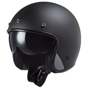 LS2 OF601 Bob Plain Motorbike Helmet Matt Black 1