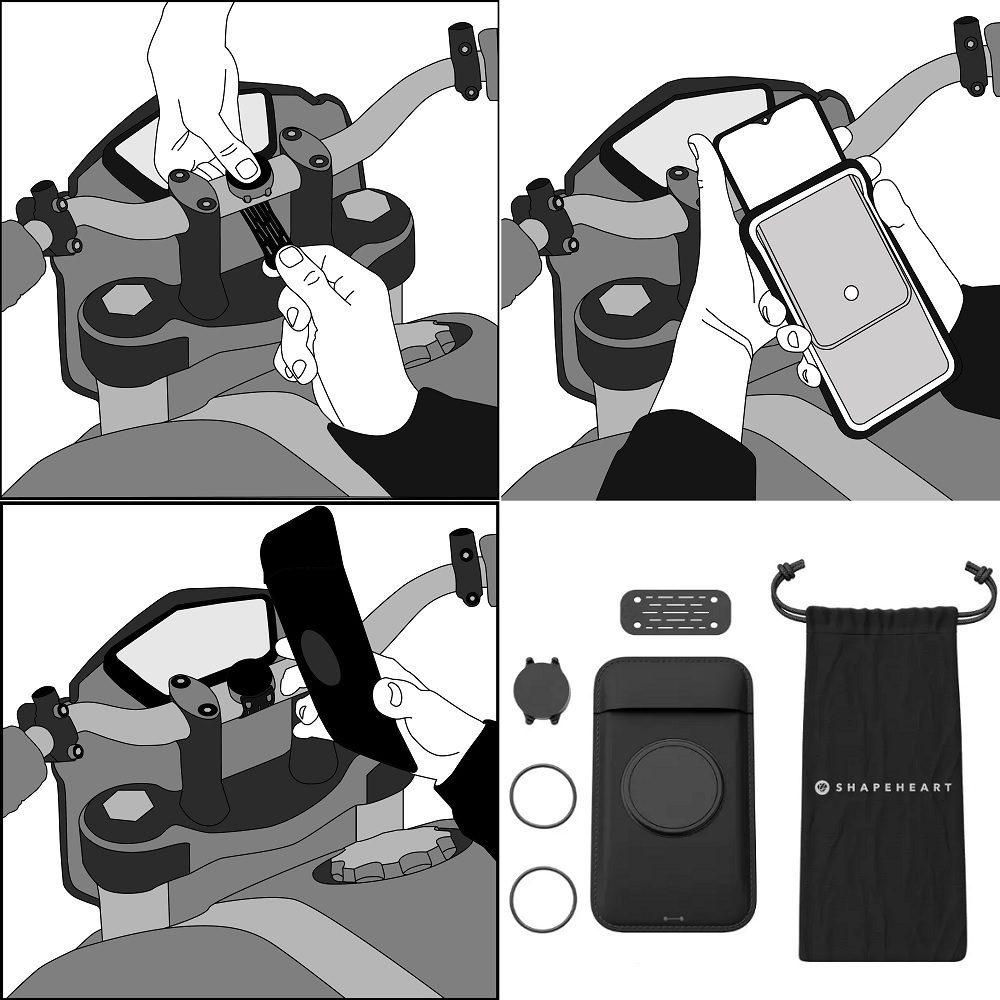 Shapeheart Motorcycle Phone Holder Installation 1