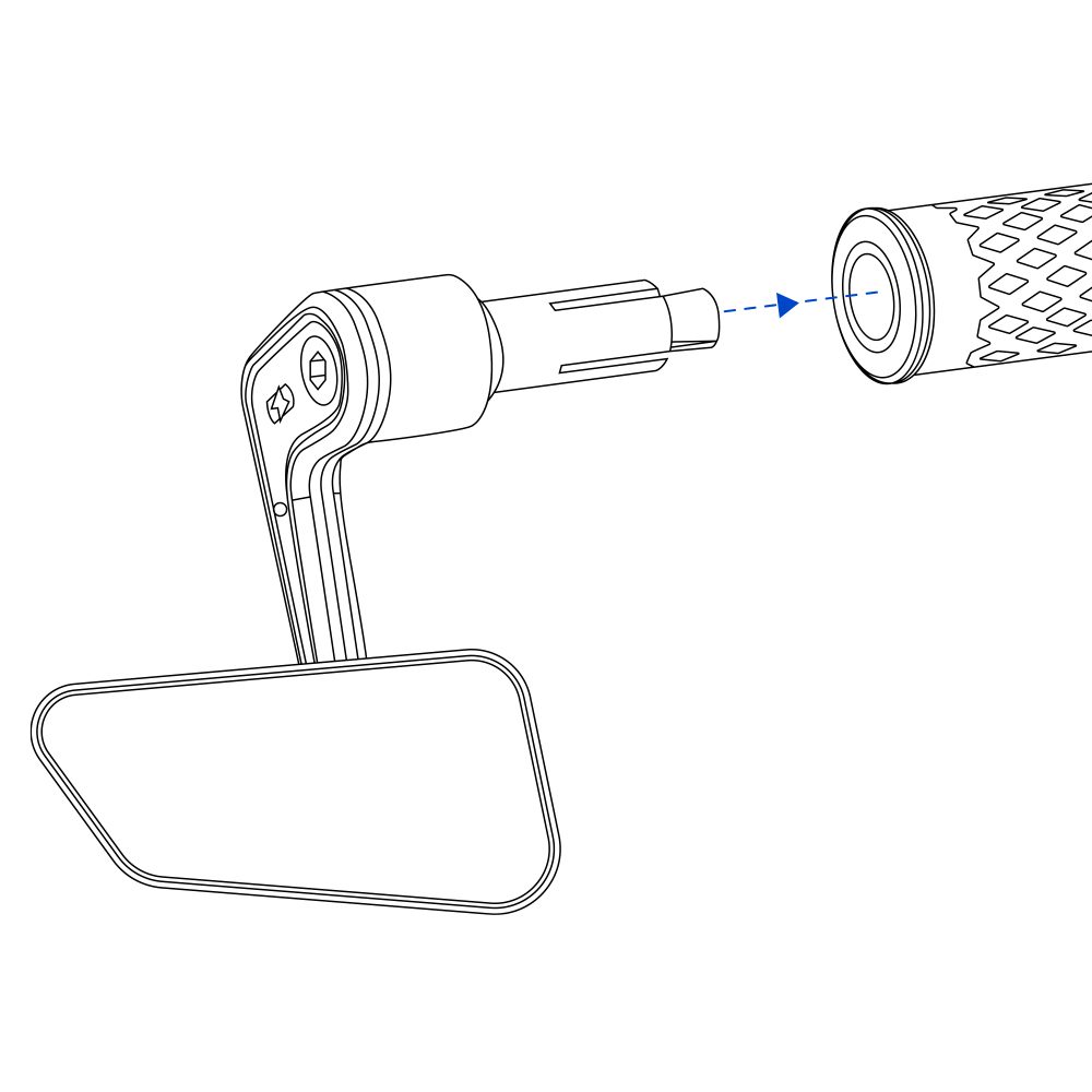 Oxford Horizon Left Hand Bar End Motorcycle Mirror Black OX537 2