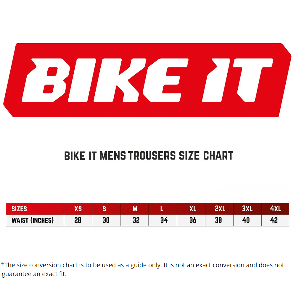 Bike It Mens Motorcycle Trousers Size Guide