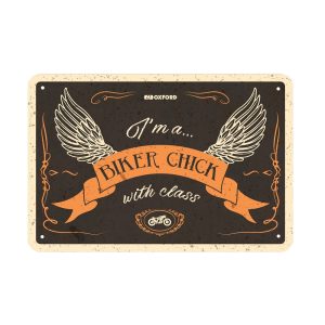 Oxford Biker Chick With Class Motorcycle Garage Sign OX367 1