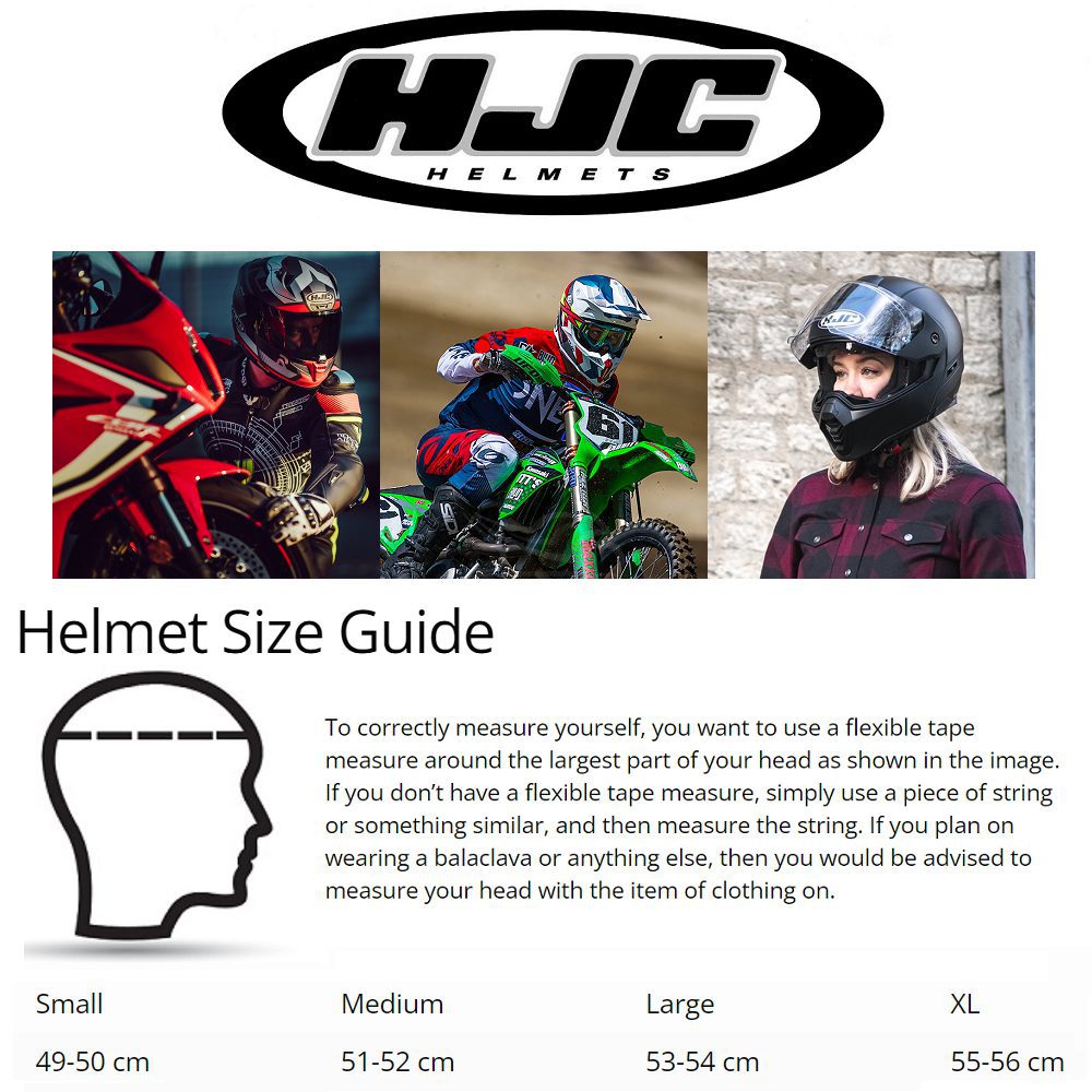 HJC Kids Motorcycle Helmet Size Guide WM
