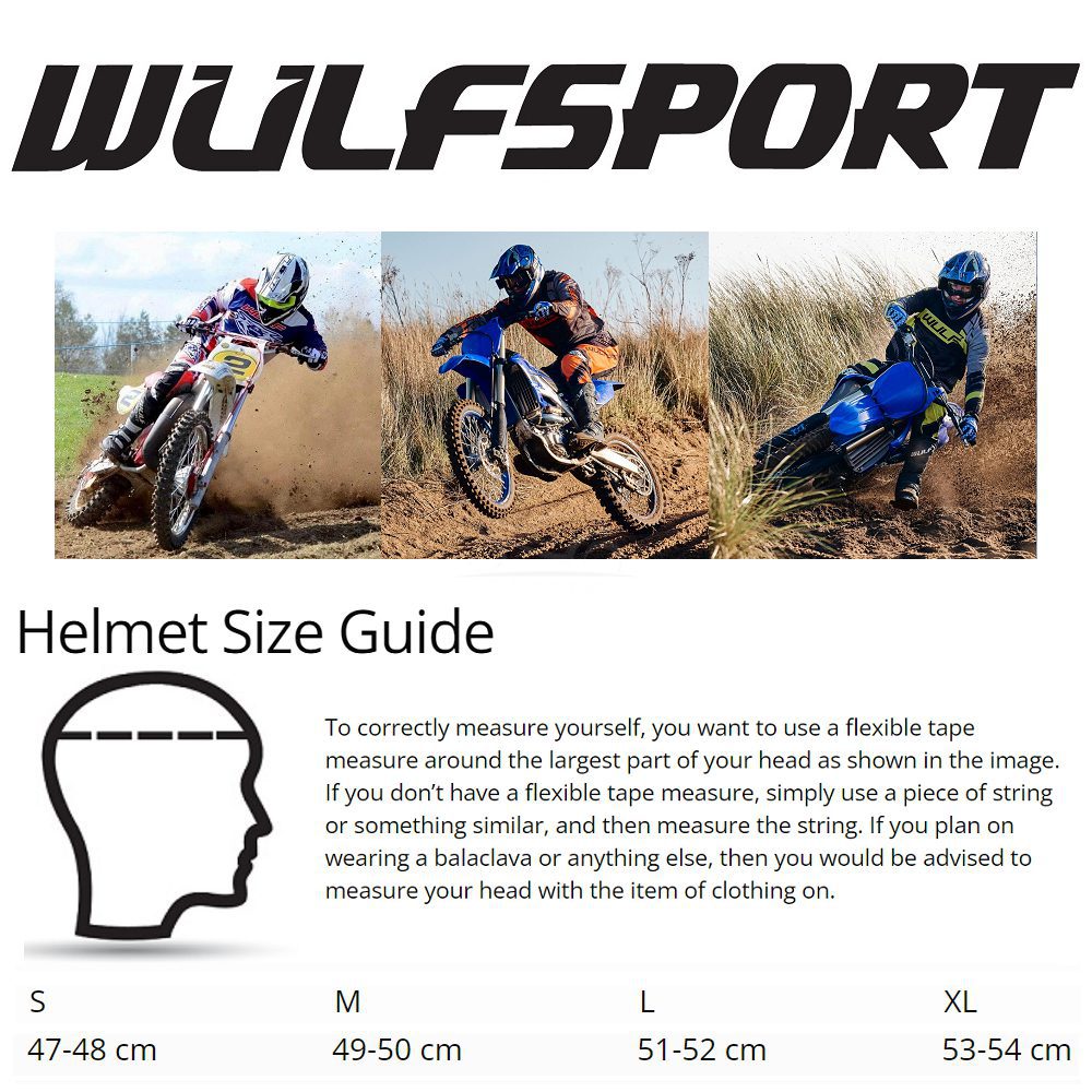 Wulfsport Kids Motorcycle Helmet Size Guide WM