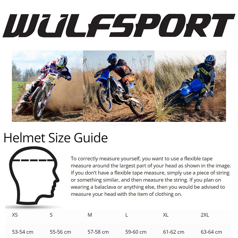Wulfsport Motorcycle Helmet Size Guide WM