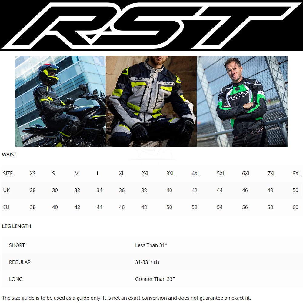 RST Mens Motorcycle Trousers Size Guide