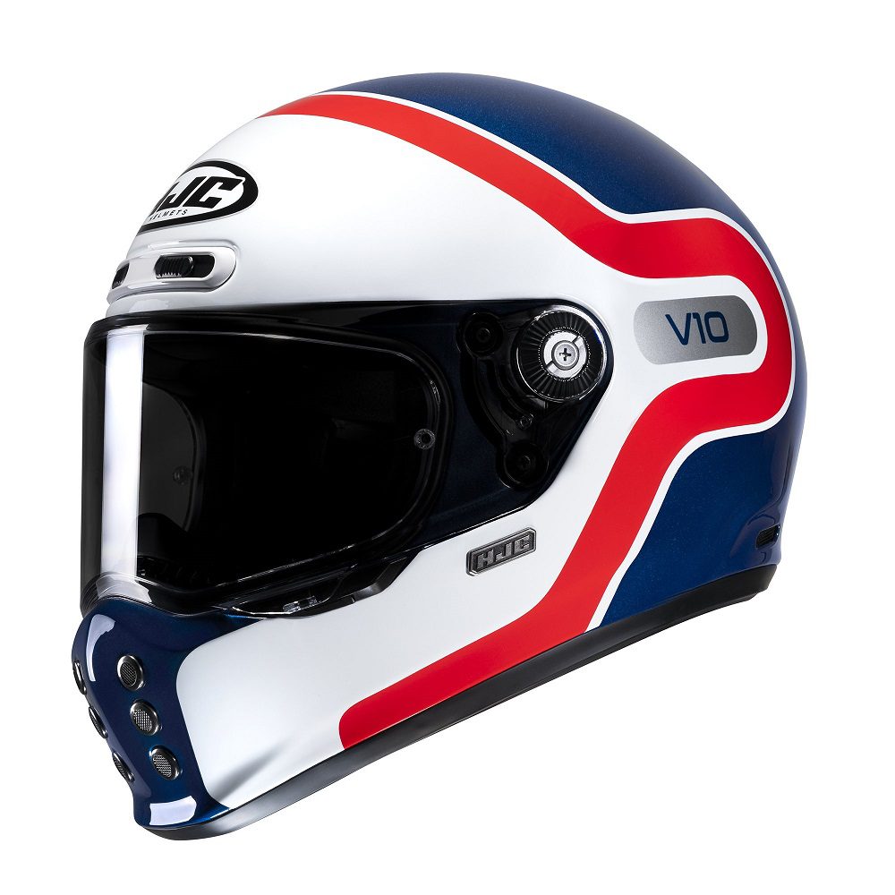 HJC V10 Grape Vintage Motorcycle White Red Blue 1