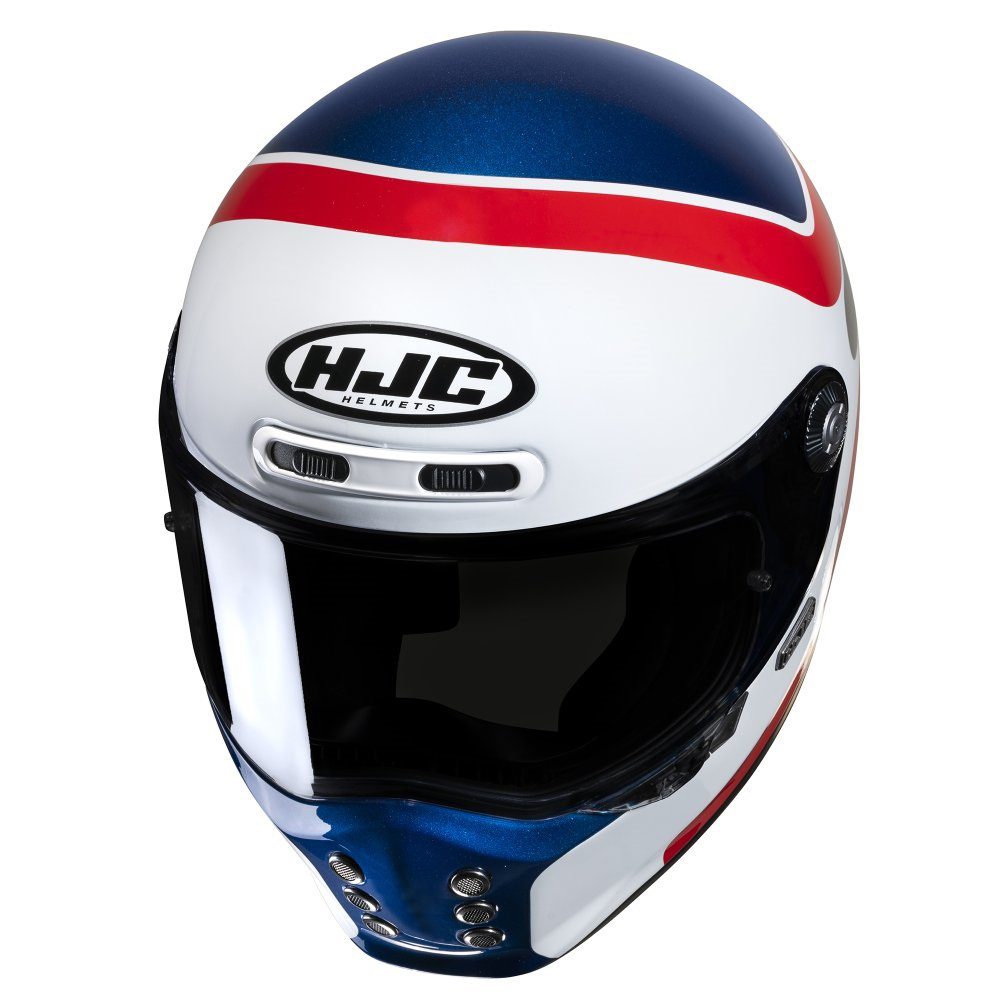 HJC V10 Grape Vintage Motorcycle White Red Blue 2