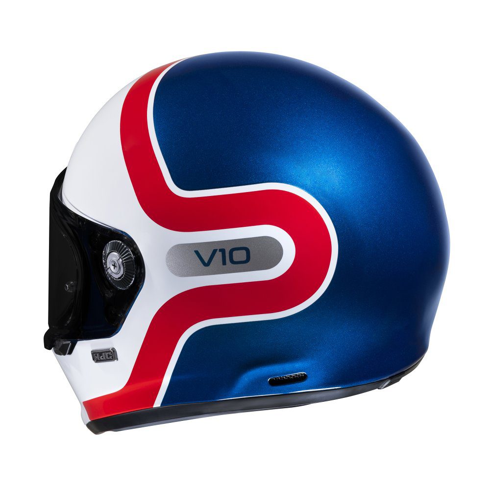 HJC V10 Grape Vintage Motorcycle White Red Blue 3
