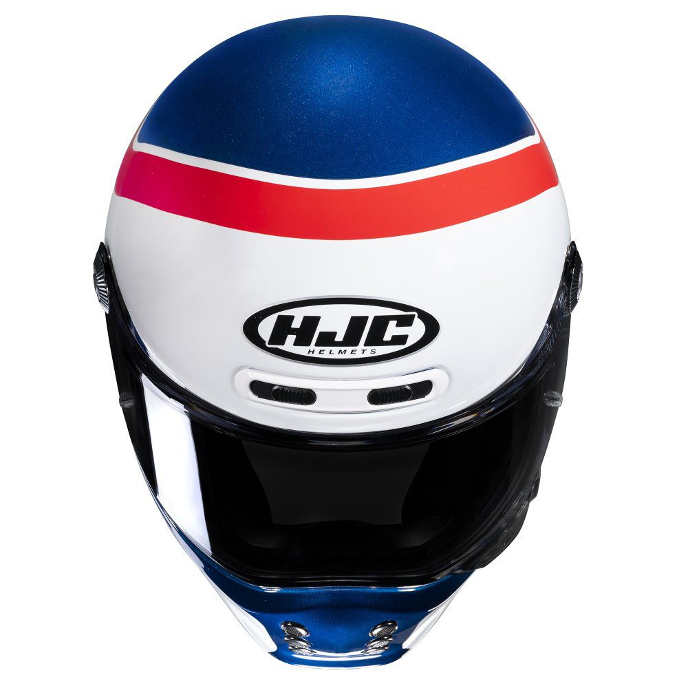 HJC V10 Grape Vintage Motorcycle White Red Blue 4