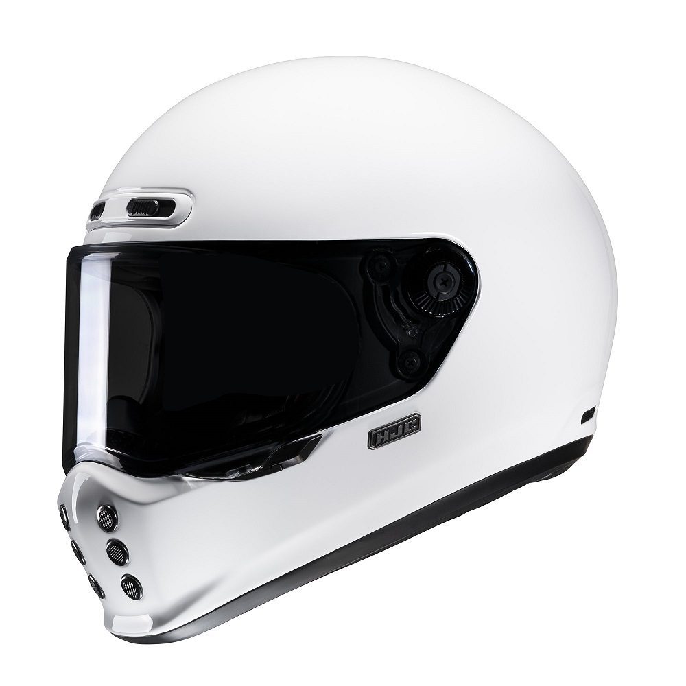 HJC V10 Plain Vintage Motorcycle Helmet White 1