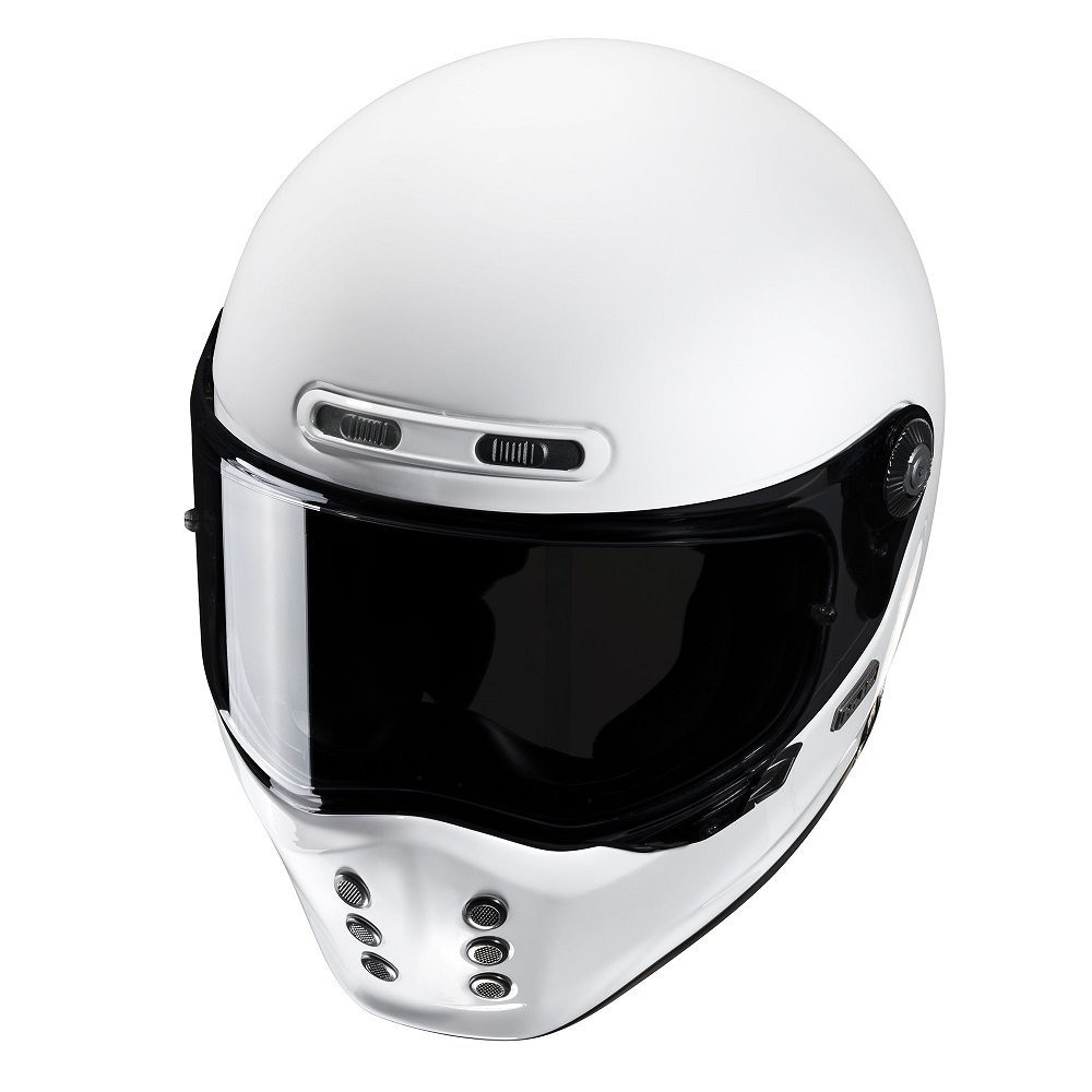 HJC V10 Plain Vintage Motorcycle Helmet White 2