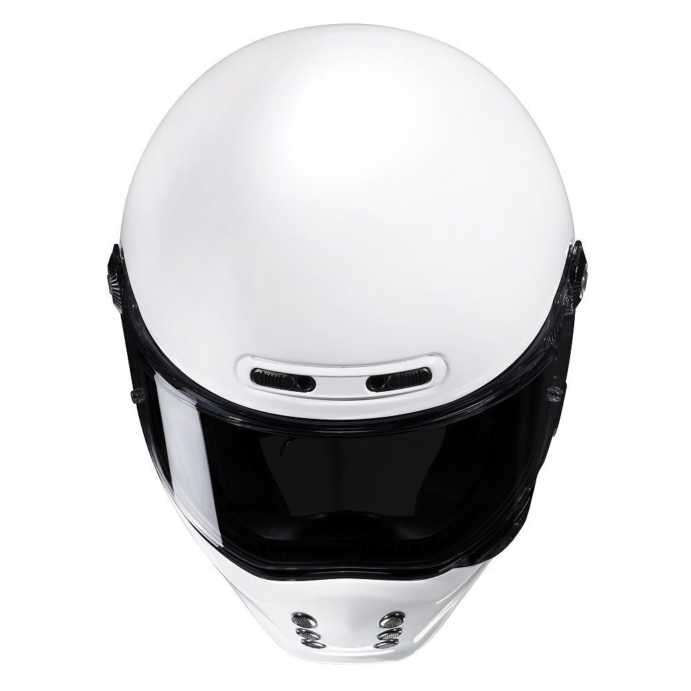 HJC V10 Plain Vintage Motorcycle Helmet White 4