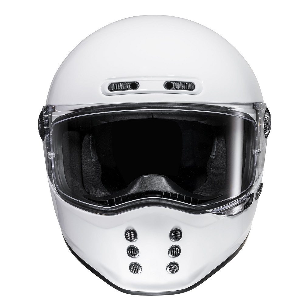 HJC V10 Plain Vintage Motorcycle Helmet White 6