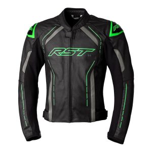 RST S1 Leather Motorcycle Jacket – Black/Neon Green RST S1 Leather Motorcycle Jacket Black Grey Neon Green 1