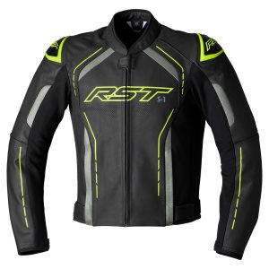 RST S1 Leather Motorcycle Jacket – Black/Yellow RST S1 Leather Motorcycle Jacket Black Grey Yellow 1