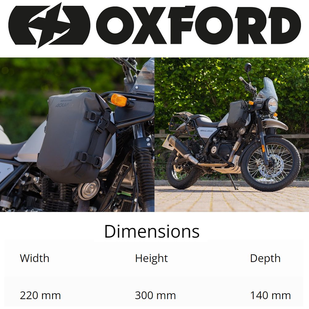 Oxford Aqua C7 Motorcycle Crash Bar Bag OL457 Size Guide 1