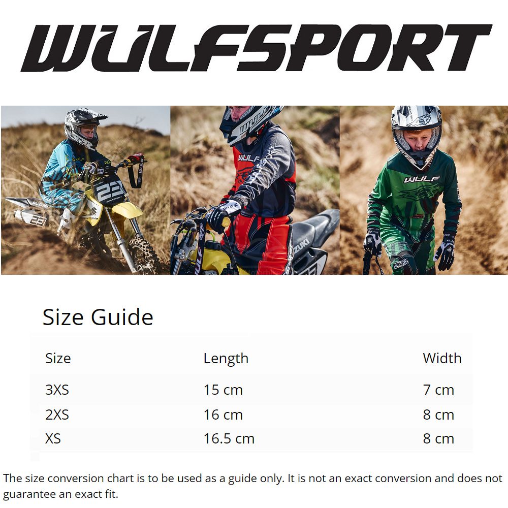 Wulfsport Cub Gloves Size Guide WM 1