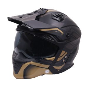 Stealth Fighter Orbit Dual Sport Motorcycle Helmet Gold 1