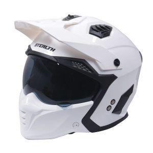 Stealth Fighter Plain Dual Sport Motorbike Helmet White 1