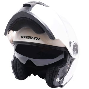 Stealth V159 Plain Motorcycle Helmet – White Stealth V159 Plain Modular Motorcycle Helmet White 1
