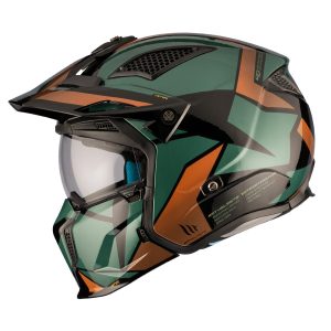 MT Streetfighter S P1R Motorcycle Helmet Green Gold 1