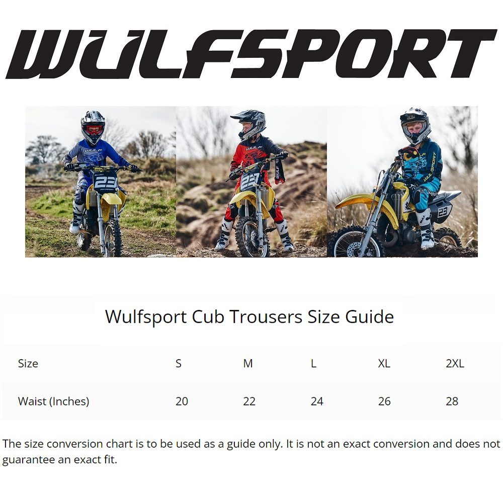 Wulfsport Cub Trousers Size Guide 1