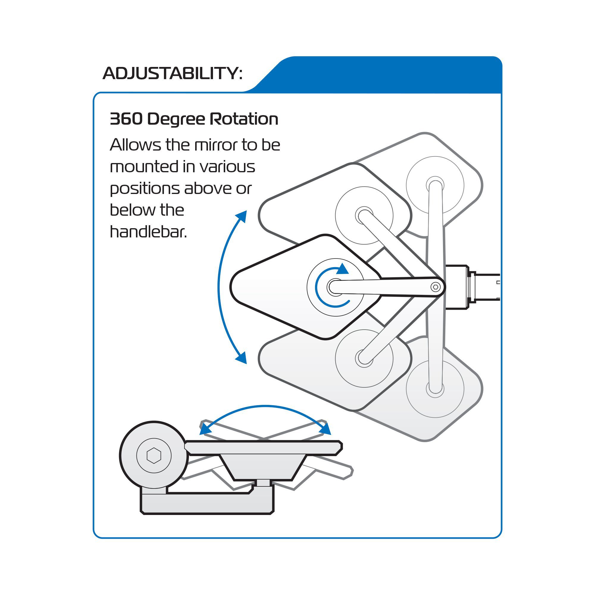 Oxford Arrow 360 Motorcycle Bar End Mirror OX511 2