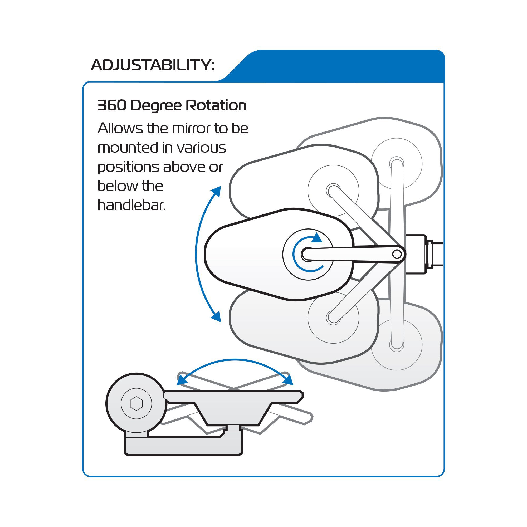 Oxford Shield 360 Motorcycle Bar End Mirror OX510 2