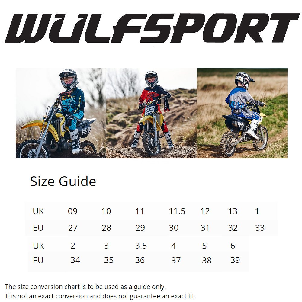 Wulfsport Cub Motorcycle Boots Size Guide