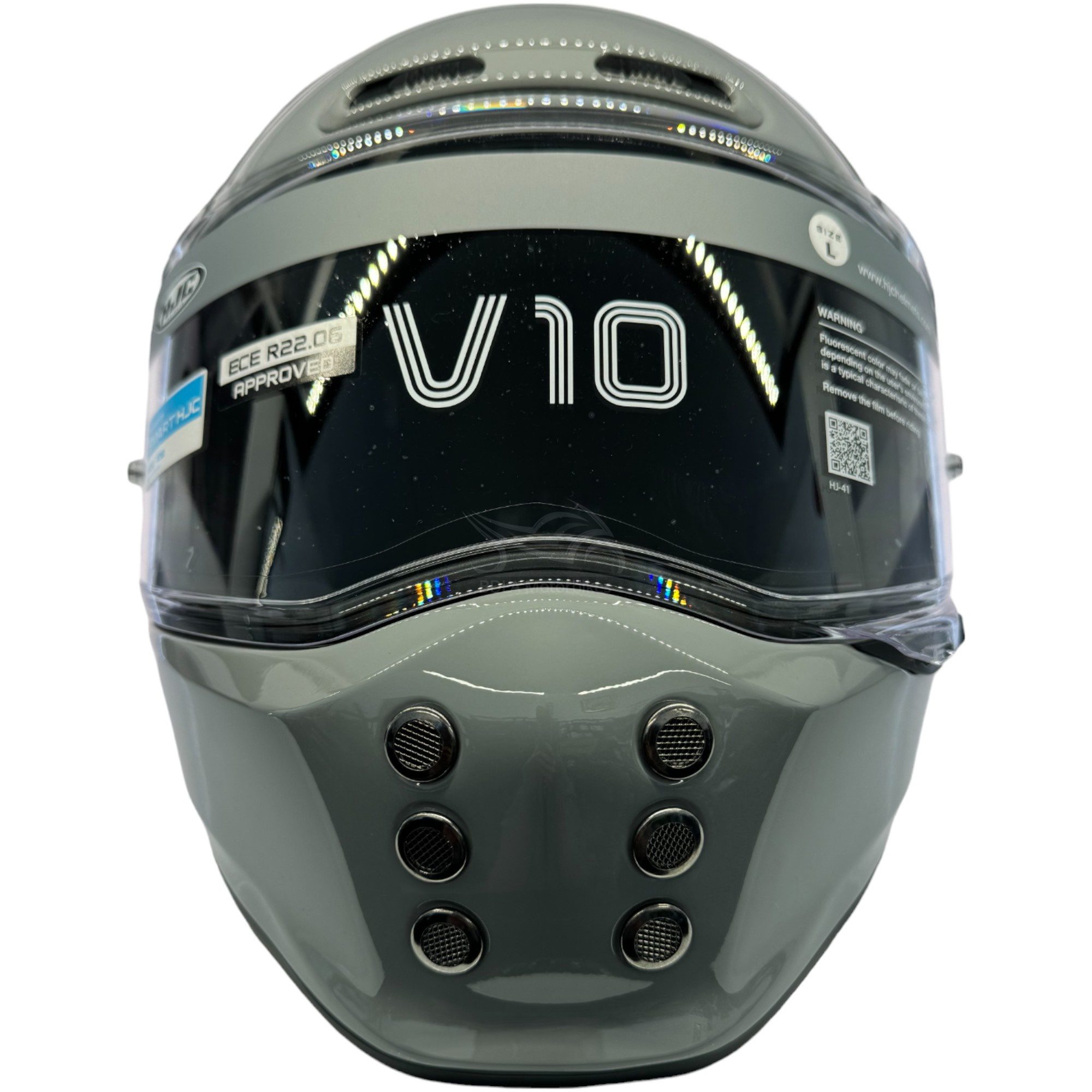 HJC V10 Plain Vintage Motorcycle Helmet Nardy Grey 4