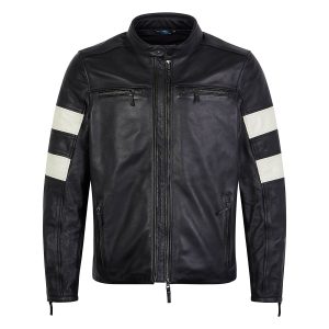 Spada Hanzo Leather Motorcycle Jacket Black Ivory 1
