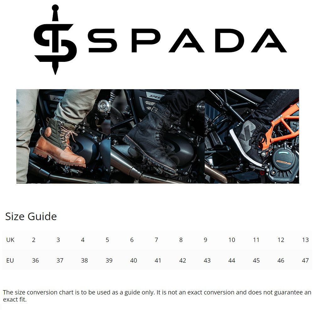 Spada Mens Motorcycle Boots Size Guide WM 1