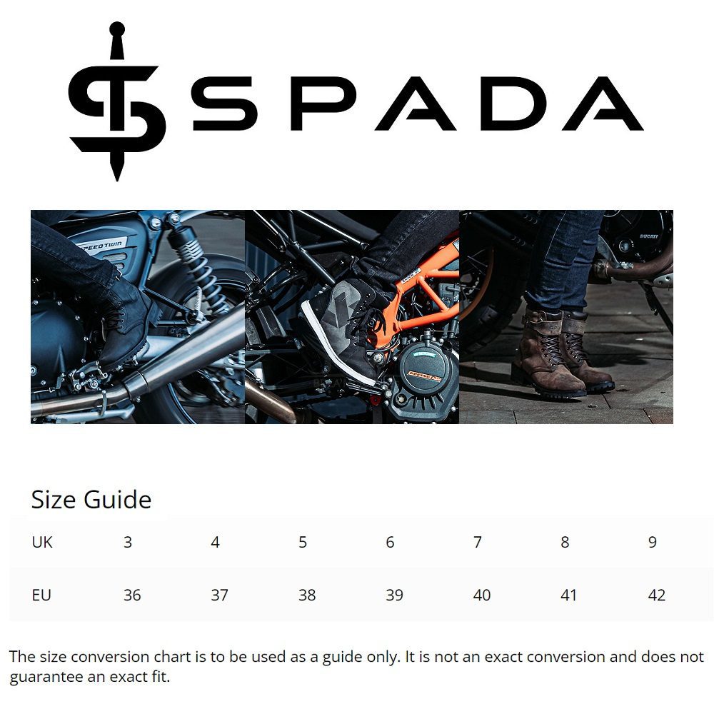 Spada Womens Motorcycle Boots Size Guide WM 1