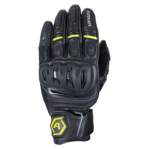 ARMR Moto Raiden 3.0 Mens Leather Motorcycle Gloves Black Yellow 1