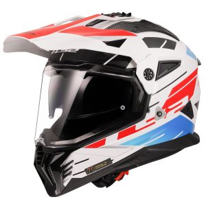 LS2 MX702 Pioneer II Namib Motorcycle Helmet White Blue Red 1