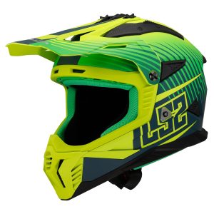 LS2 MX708 Fast II Duck Motorcycle Helmet Green Yellow 1
