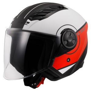 LS2 OF616 Airflow II Cover Motorcycle Helmet White Red 1