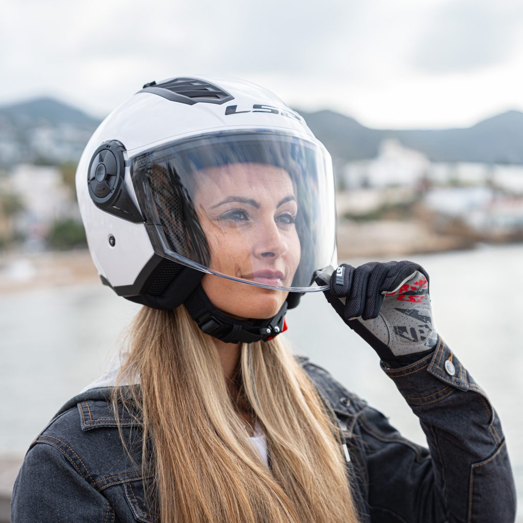 LS2 OF616 Airflow II Plain Motorcycle Helmet White Lifestyle 3